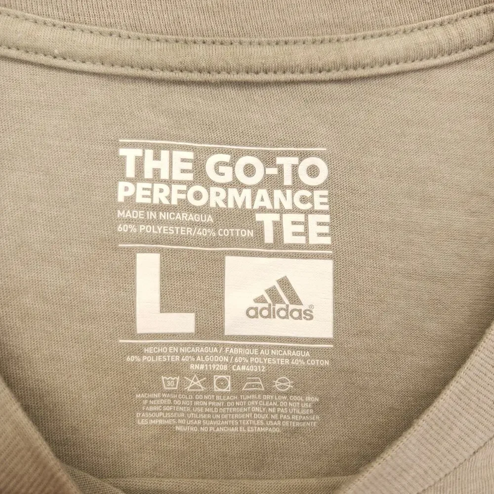 Adidas Casual Crew Neck Short Sleeve Graphic T Shirt Mens Size Large L Gray Blue